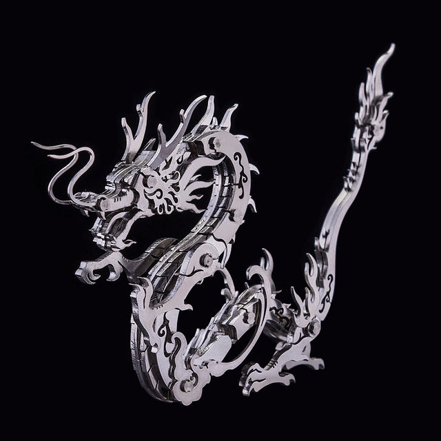 DIY 3D Metal Oriental Dragon + Phoenix Assembly Building Models Kit