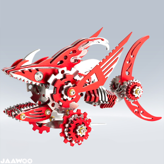 3D Metal Mechanical Steel Sawtooth Shark Assembly Ornaments Model Kit