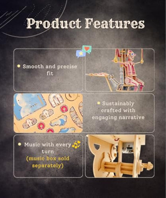 Mechanical 3D Wooden Puzzle DIY Music Box Kit Flying Dreamer Home Decor Model