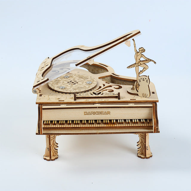 Dancing Piano DIY Rotating Music Box Model Kit 3D Wooden Puzzle with Ferris Wheel