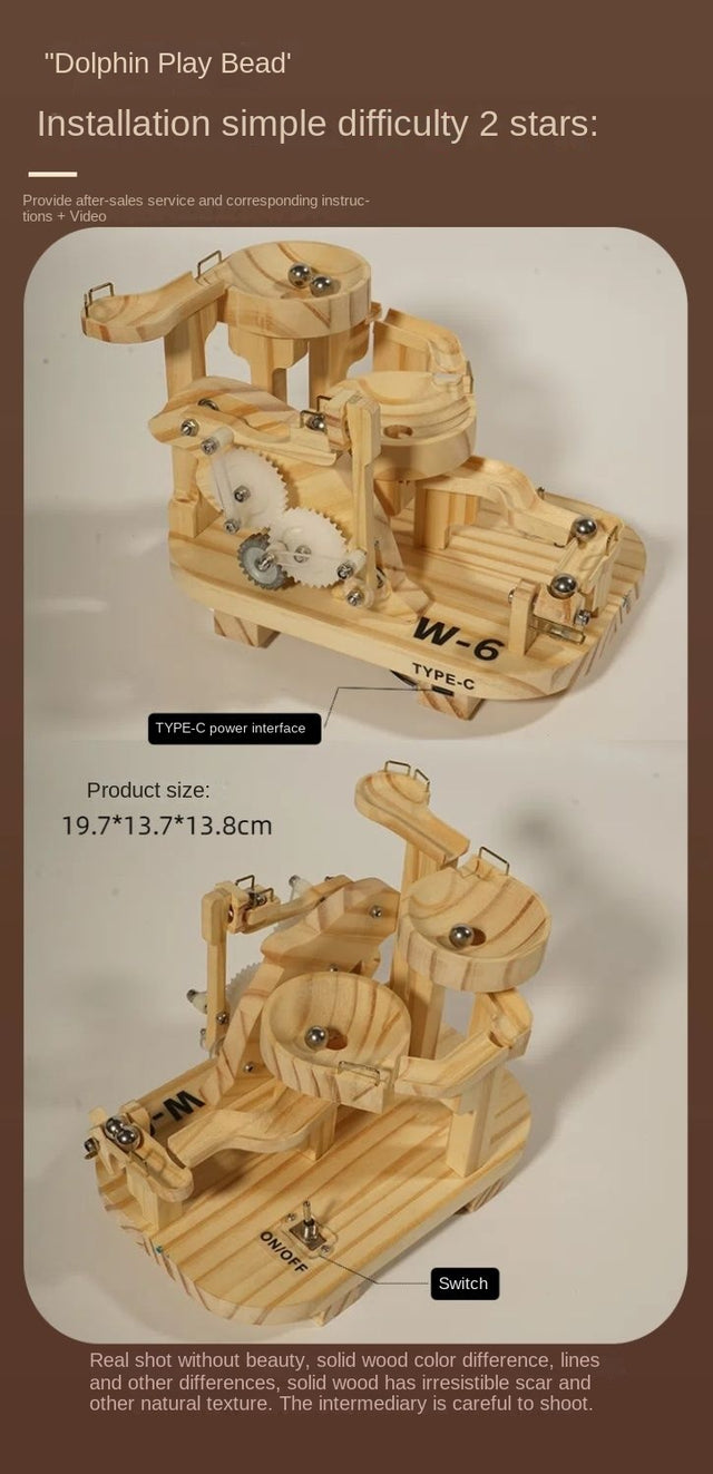 3D Wooden Puzzle Marble Race DIY Kit Gears Scale Rolling Ball Machine Model