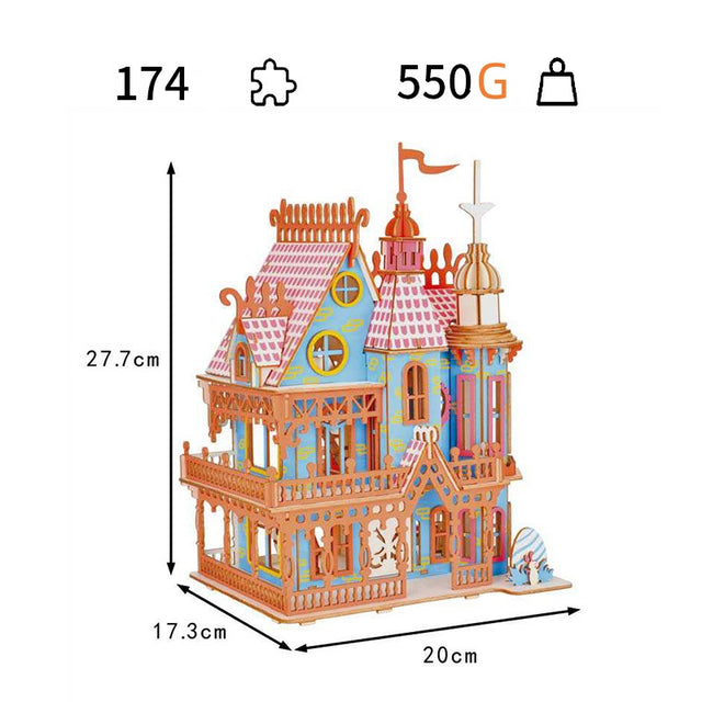 3D Wooden DlY Puzzle Dream Villa Assembled Building Model Toy For Kids