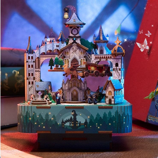 3D Wooden Puzzles Music Box Magic Castle Dollhouse Ornament Handcrafted Model