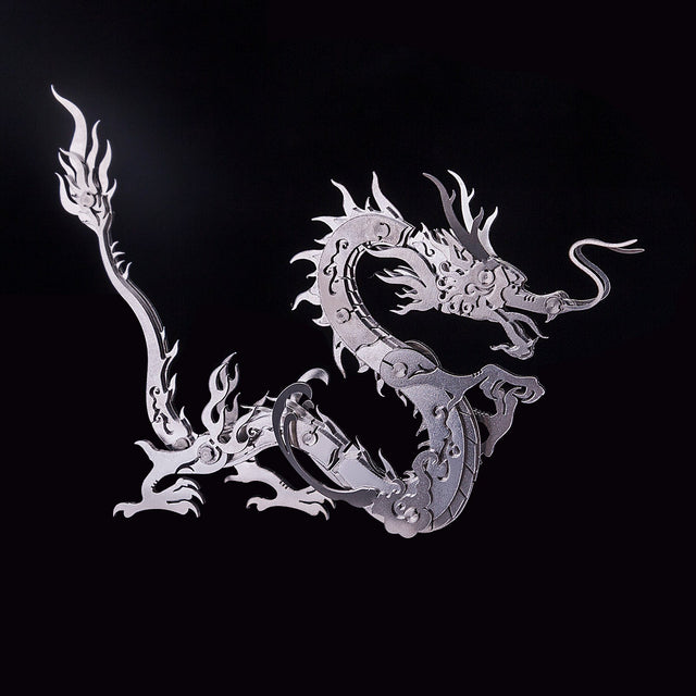 DIY 3D Metal Oriental Dragon + Phoenix Assembly Building Models Kit