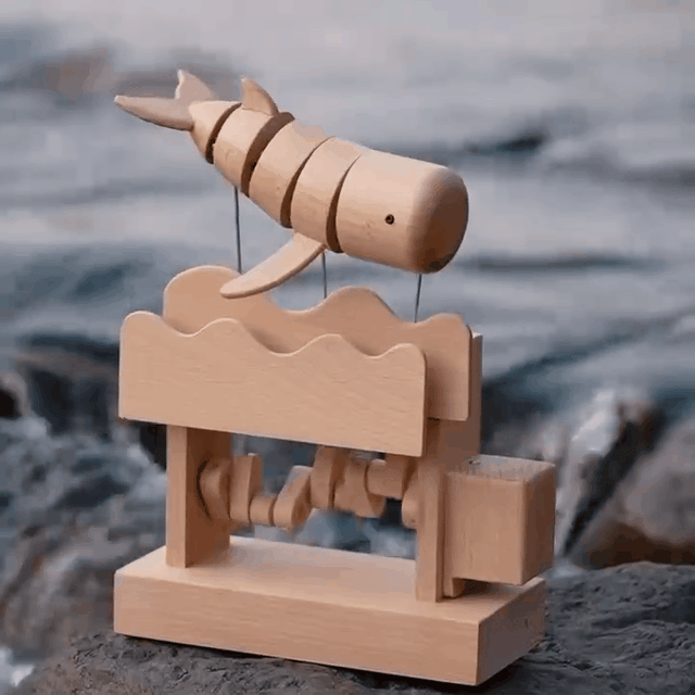 Electric Mechanical 3D Wooden Craft Flying Floating Whale Music Box Calendar