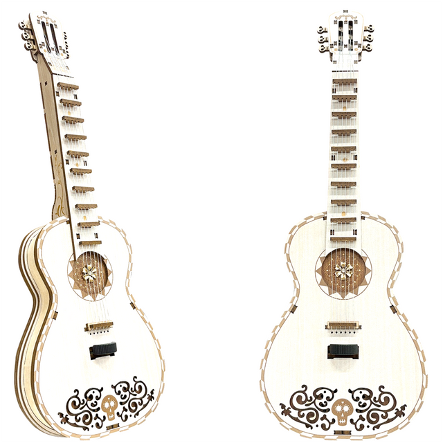3D Wooden Mechanical DlY Melodious Guitar Assembly Puzzle Kit With LED Light