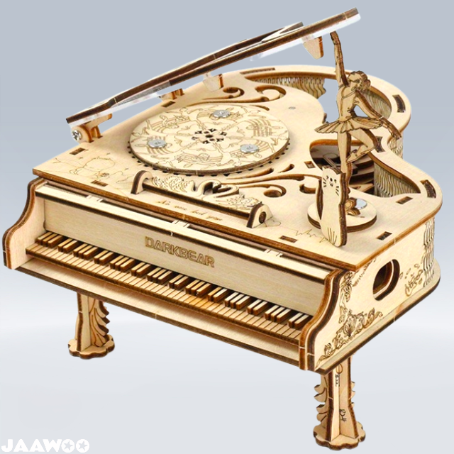 Dancing Piano DIY Rotating Music Box Model Kit 3D Wooden Puzzle with Ferris Wheel