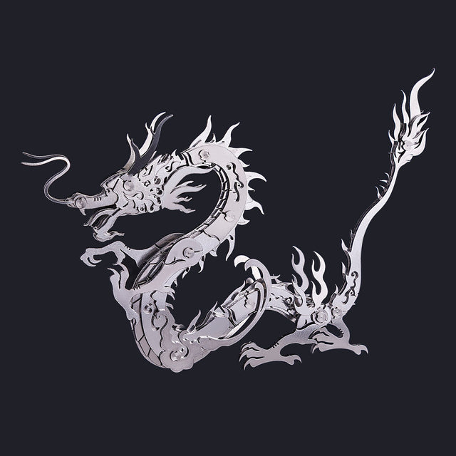 DIY 3D Metal Oriental Dragon + Phoenix Assembly Building Models Kit