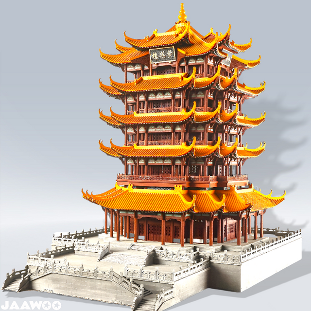 Huang He Lou Wooden Building 3D Puzzles Mortise and Tenon DIY Model Kit