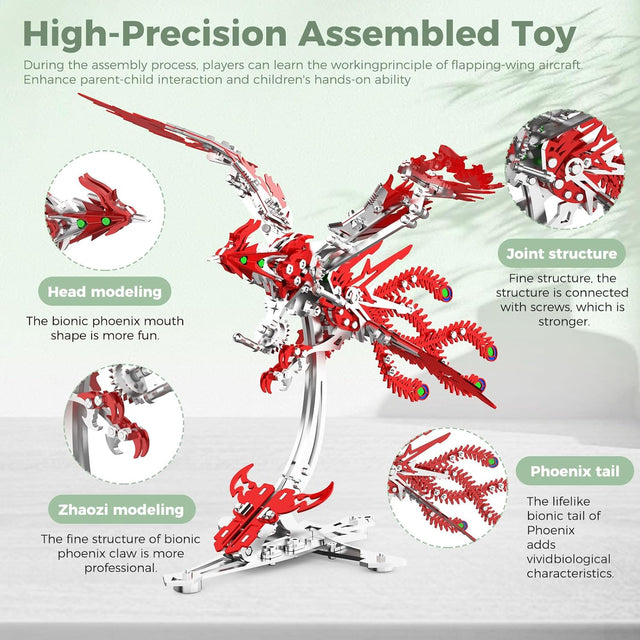 Mechanical Phoenix 3D Metal Puzzles Craft Flapping Wing Toys Model Kits