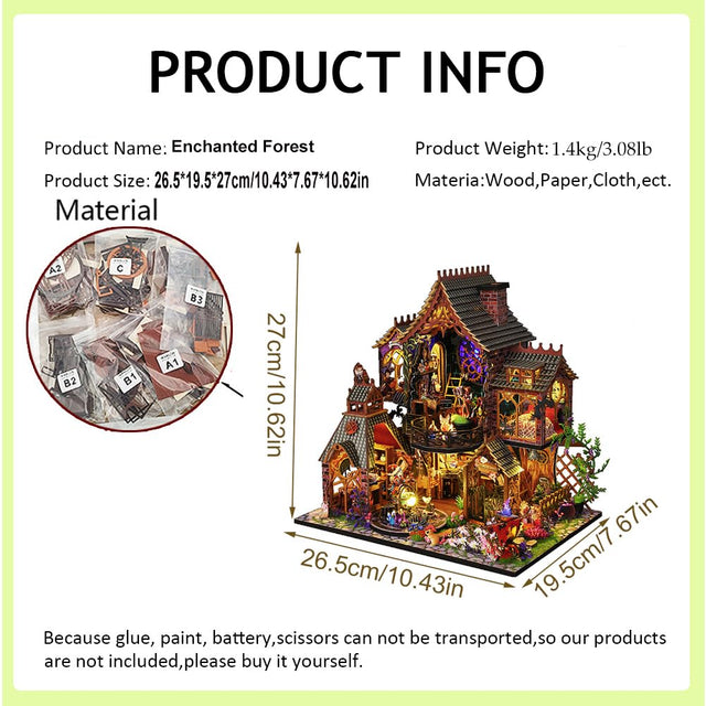 Mini Magic Spirit House Kits 3D Wooden Doll House Craft Model with LED Lights