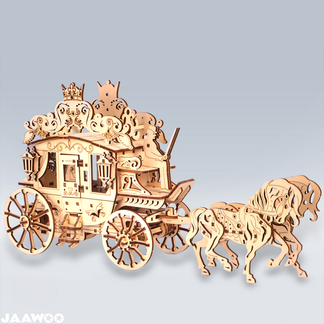 3D Wooden DlY Handmade Carriage Travel Assembled Model Assembled Puzzle Toy