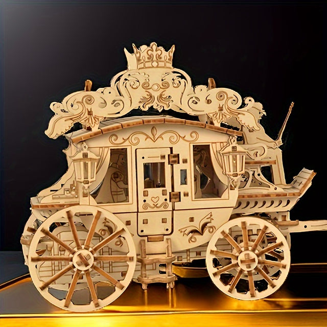 3D Wooden DlY Handmade Carriage Travel Assembled Model Assembled Puzzle Toy