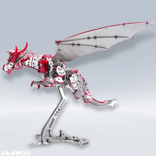 3D Metal Mechanical Steel Flying Dragon Assembly Ornaments Model Kit DIY Set