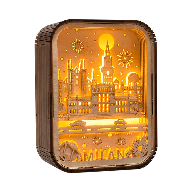 World City Art Night Light New York Bedroom Lamp Wood Home Decor Travel Gift
