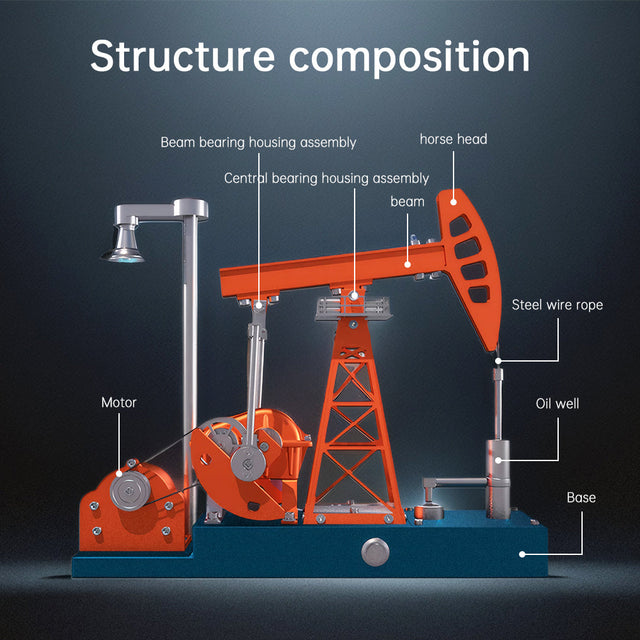 Oil Pumping Unit Metal Assembly Model Electric DIY Pump Jack Creative Kit Toy