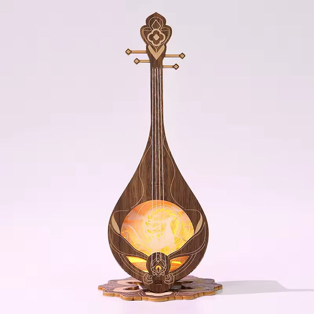 Pipa Wooden Night Light Build-in Music Box Creative Gift Nightlight Decoration