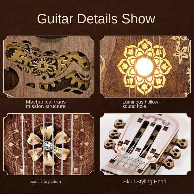3D Wooden DlY Melodious Guitar Assembly Mechanical Puzzle Kit With LED Light