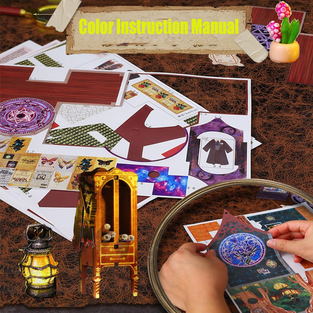 Mini Magic Spirit House Kits 3D Wooden Doll House Craft Model with LED Lights